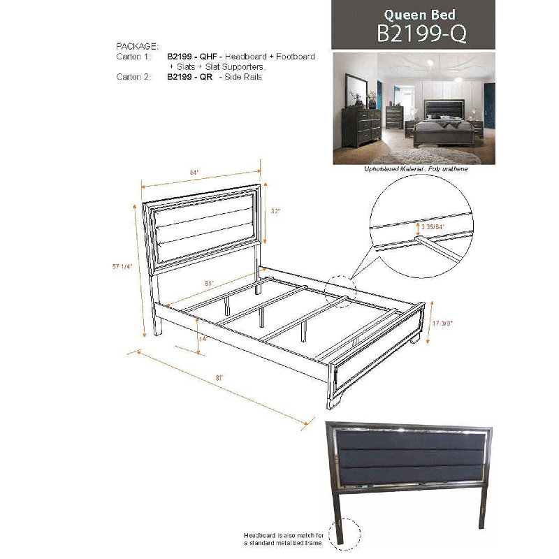 Lit tapissier standard Milvin, Grand