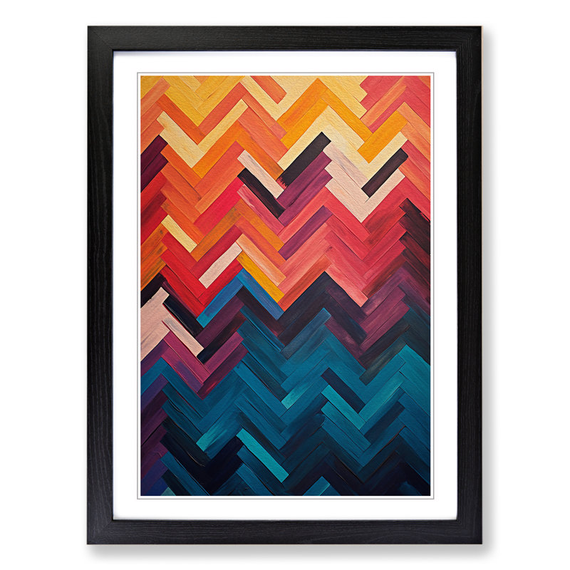 Chevrons Action No.2 1 Piece Single Picture Frame Wall Art, 64cm H x 46cm W x 2cm D, Black Framed