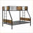 Twin Over Full Metal Bunk Bed with 2-Side Ladder &amp; Guardrail - No Box Spring Needed, Under Bed Storage, Black &amp; Brown