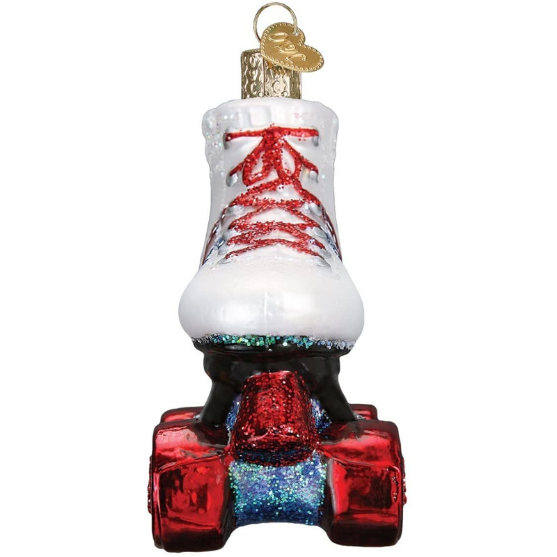 Ornement en verre soufflé Old Christmas pour arbre de Noël, patin à roulettes