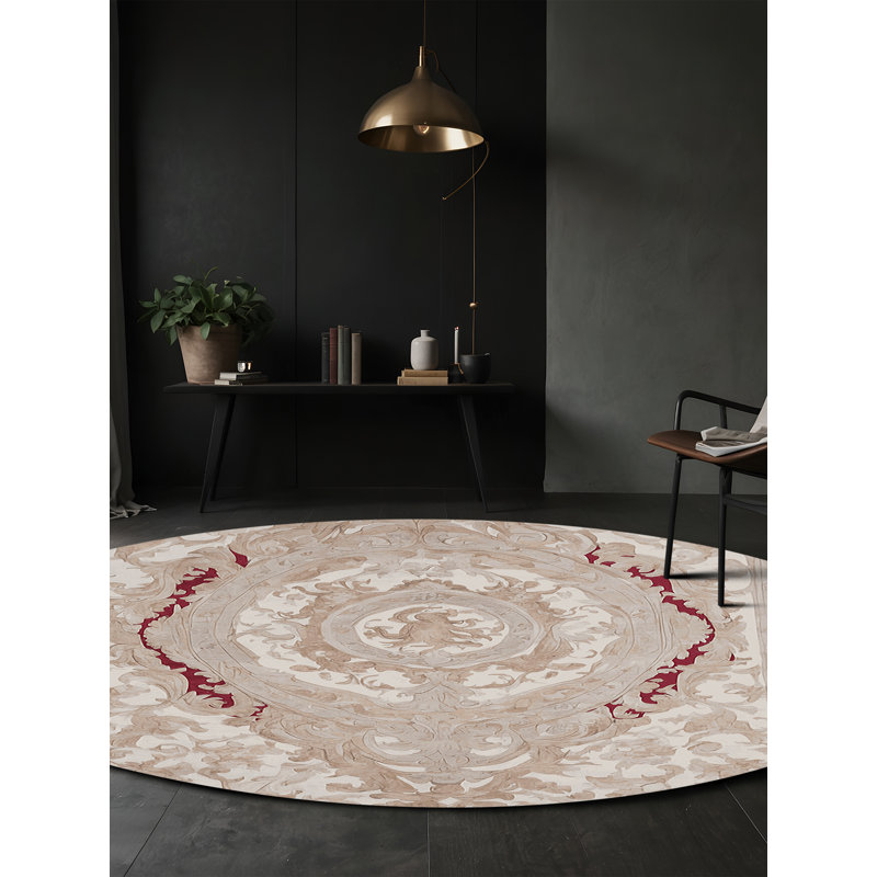 Tapis gris lavable à la machine, Rond 7 pi