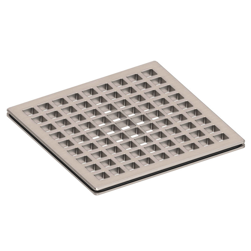 4" Square Shower Drain, Satin Nickel (PVD)
