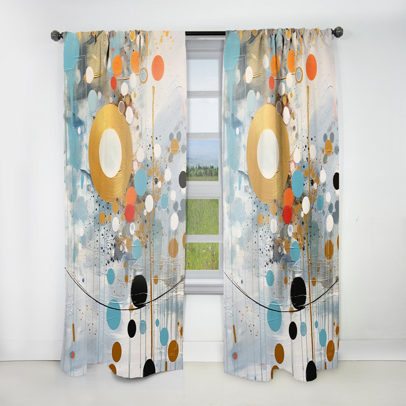 Gyan Gold Turquoise Geometric Reflections - Modern Velvet Curtain - Room Darkening - 1 panel, 52" W x 95" L