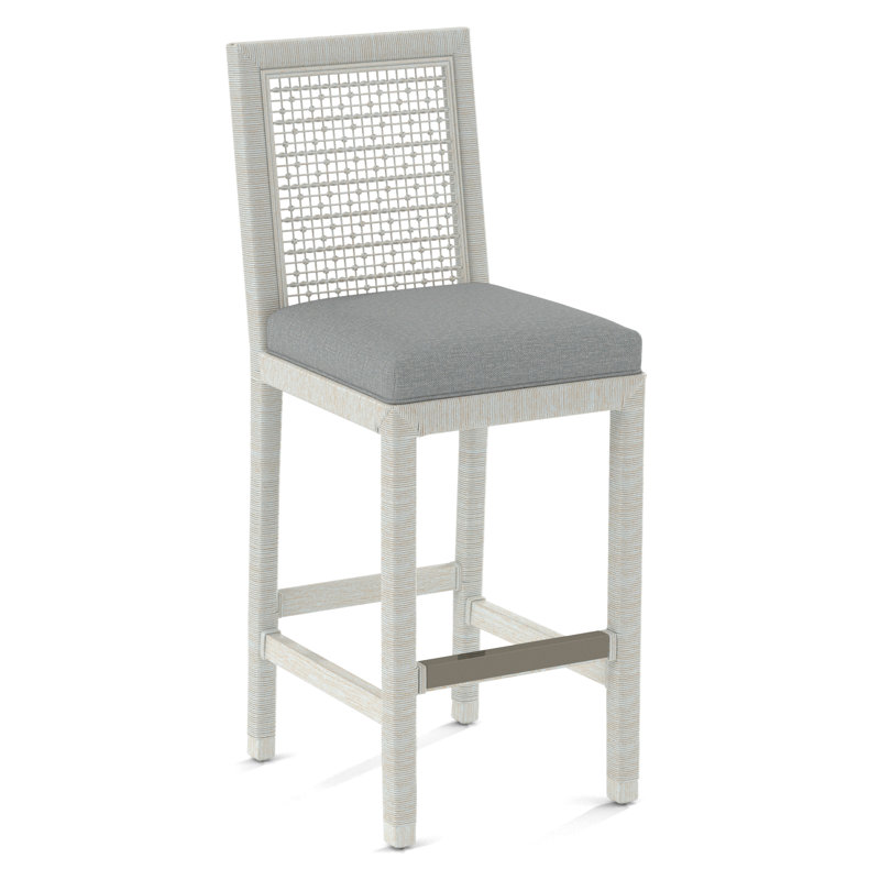 Pine Isle Bar Stool, Sunbrella Beige Pinstripe; 6205-74, Bisque