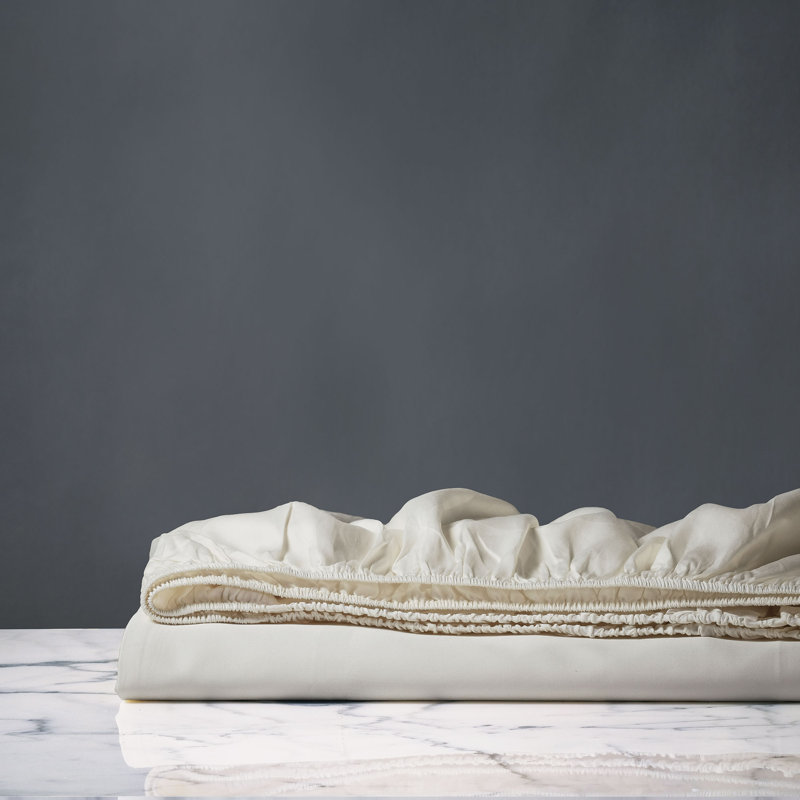 Lusso Egyptian Cotton Sateen Fitted Sheet, Ivory, Full Fitted Sheet