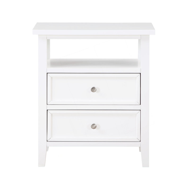 Table de chevet 2 tiroirs Weston White, Blanc
