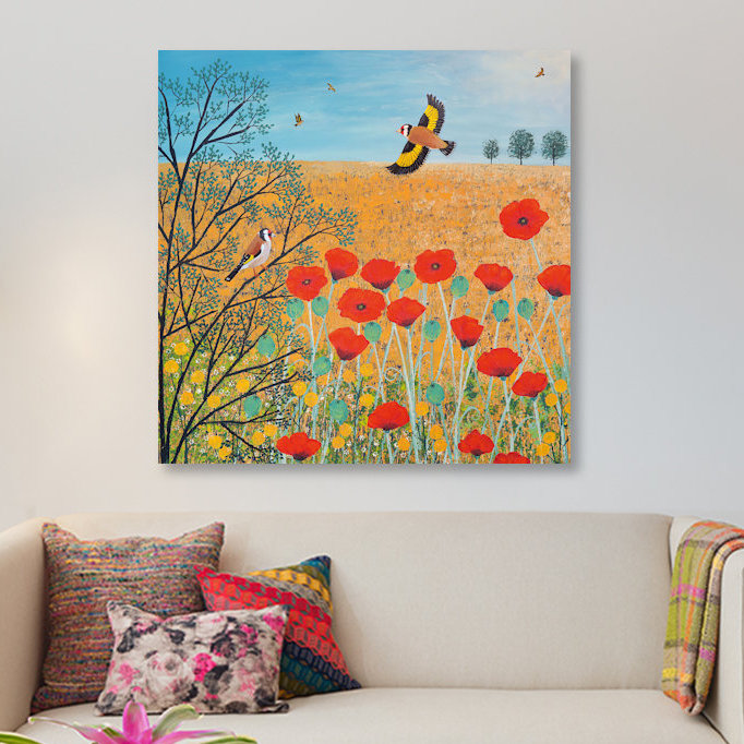 «Red and Gold», reproduction sur toile, H 37 po x l 37 po x P 1,5 po, Toile tendue, Pas de tapis