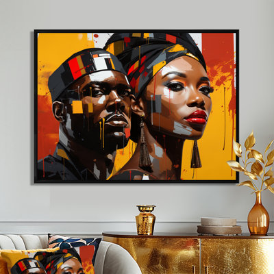 Gracieux couple afro-américain Royal Attitude - Couple, art mural