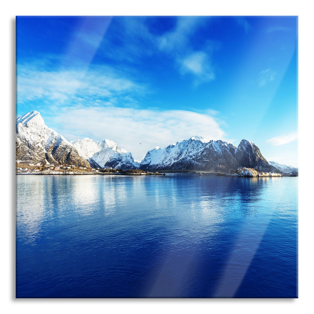 Glasbild Quadratisch | Wandbild Auf Echtglas | Lofoten In Norwegen Inkl. Aufhängung Und Abstandshalter GLAS_LQy10019 1