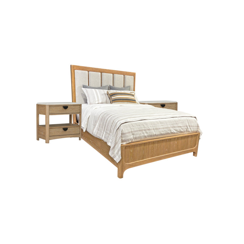 Pula Panel Bedroom Set, Queen, 3 pcs: Bed, 2 Nightstands