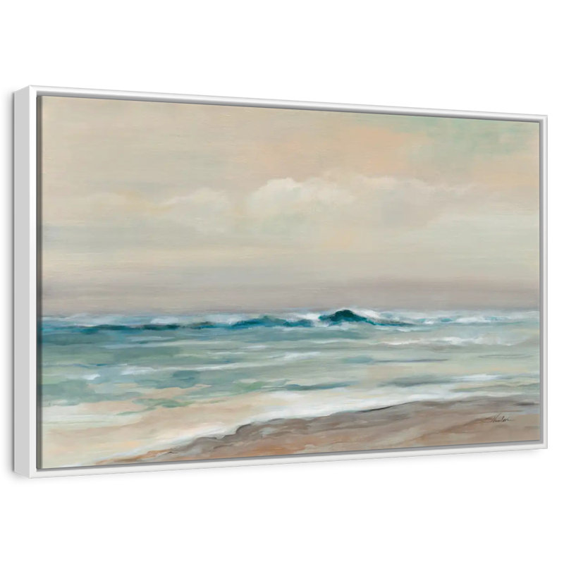 Chuchotement des vagues de l'océan, Cadre flottant blanc, 13 po x 9 po