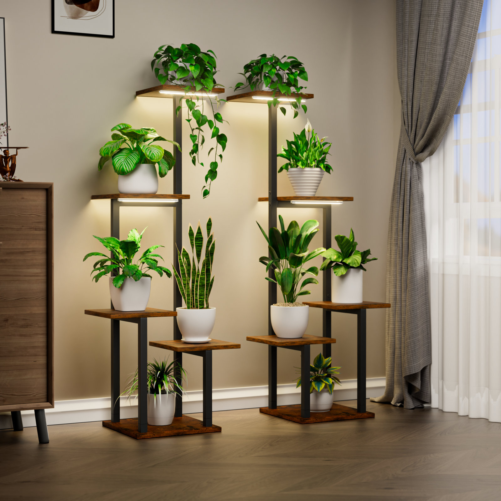 Arlmont & Co. 39" Tall Plant Stand Indoor with Grow Light - 2 Pack ...