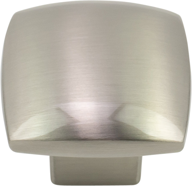 1 3/16" Length Square Knob, Brushed Satin Nickel