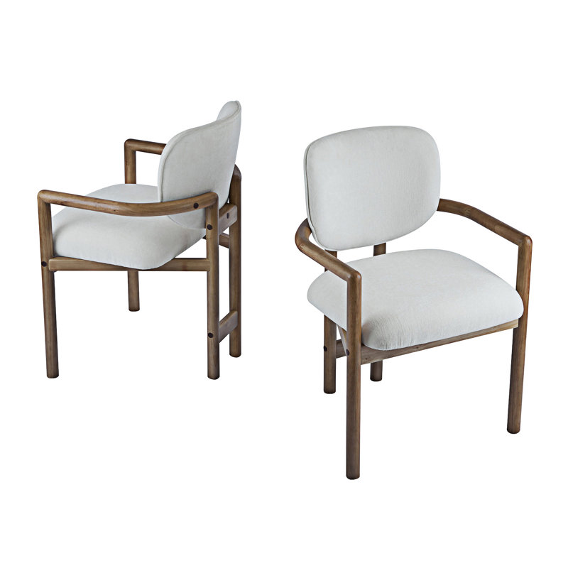 Chaise rembourrée avec accoudoirs (ensemble de 2), Brun clair