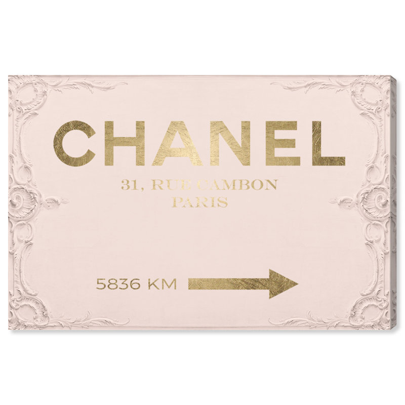 " Couture Road Sign Rococo Gold Blush ", Wrapped Canvas, 16" H x 24" W x 1.5" D