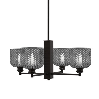 Lustre à 4 lumières Edge avec verre texturé de 6 po