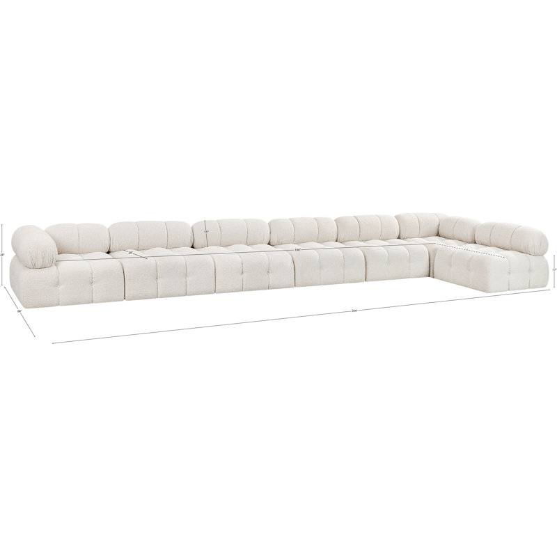 Ames Upholstered Sofa, Cream Boucle Fabric, 5 Armless, 2 Corner