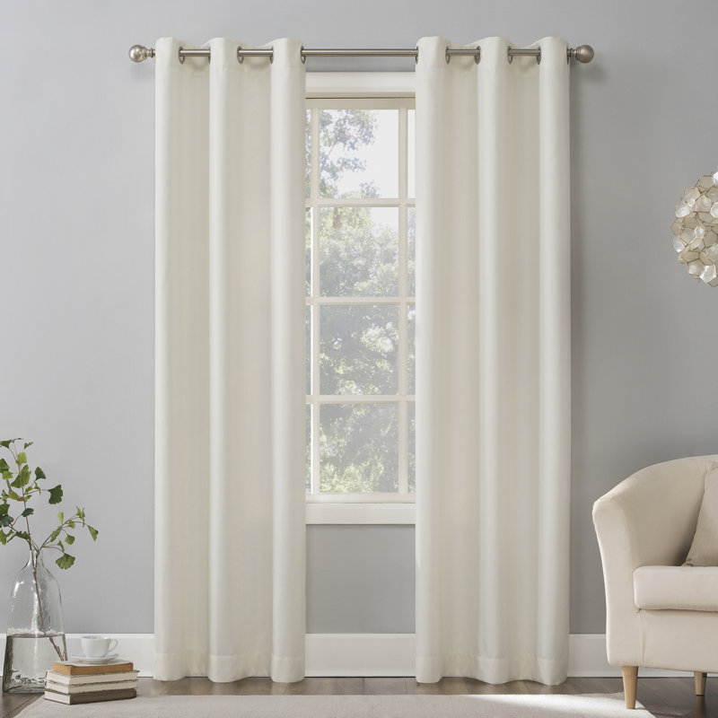 Karpinski Casual Textured Semi-Sheer Grommet Curtain Panel, 40" W x 84" L, Ivory