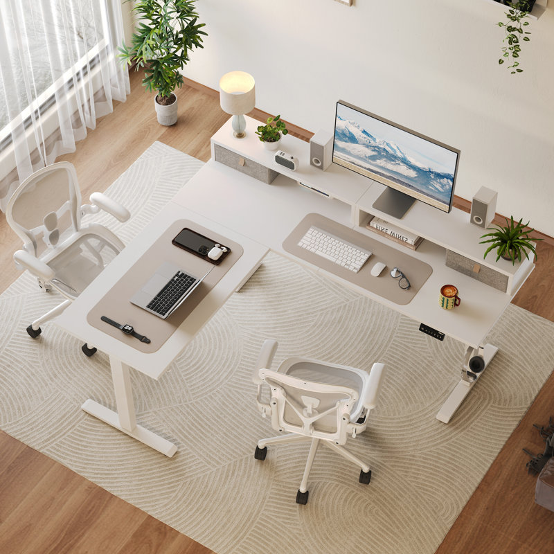 63" L Shaped Electric Standing Desk With 2 Drawers,Ergonomic Corner Height Adjustable Desk, Sit-Stand Computer Table with Storage for Home & Office