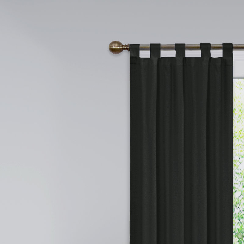 Barretti Sheer Curtain Pair, 30" W x 84" L, Black