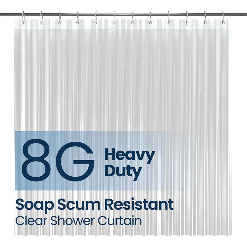 Doublure de rideau de douche en PEVA de qualité supérieure - Rideau de douche imperméable robuste avec œillets antirouille, rideau de douche en plastique transparent non toxique pour douches de taille standard