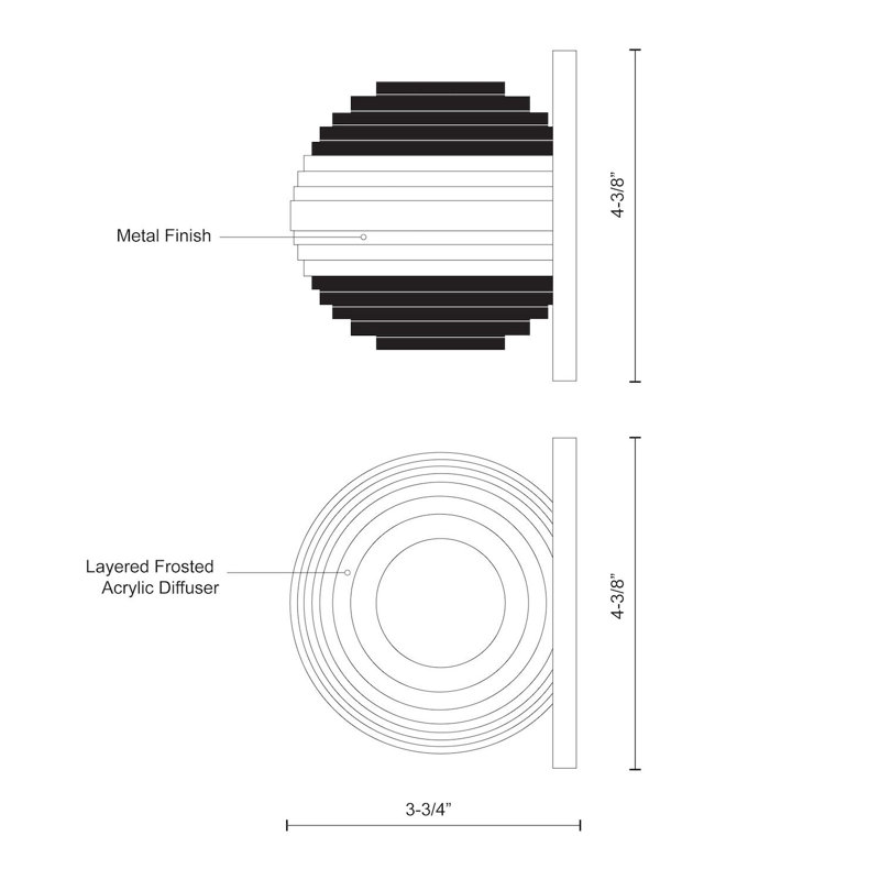 Supernova LED Flush Mounted Sconce, Brushed Nickel, Brushed Nickel