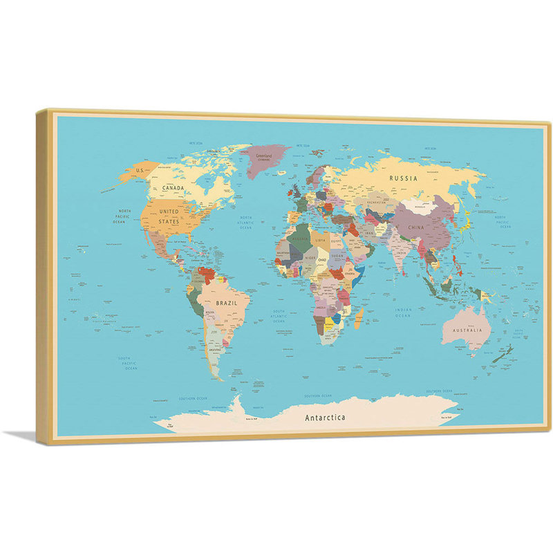 " World Map ", 12" H x 18" W x 0.75" D