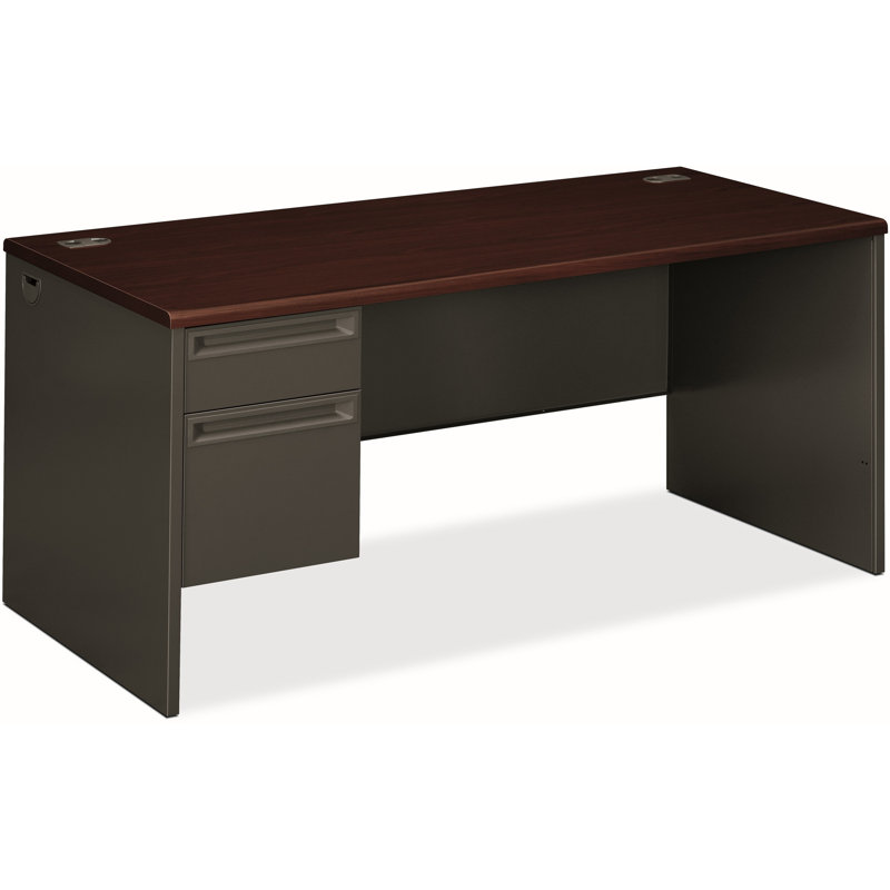 38000 Series Executive Desk, Left Hand Return, Mahogany/Charcoal, 29.5" H x 66" W x 30" D