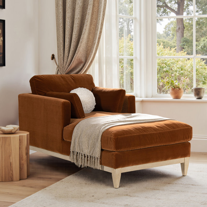 Chaise longue rembourrée Pera, Orange brûlé