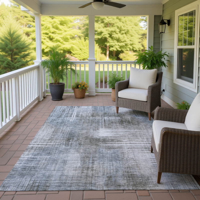 Tapis abstrait intérieur / extérieur lavable à la machine Chantille ACN2718, 10 pi x 14 pi, Taupe