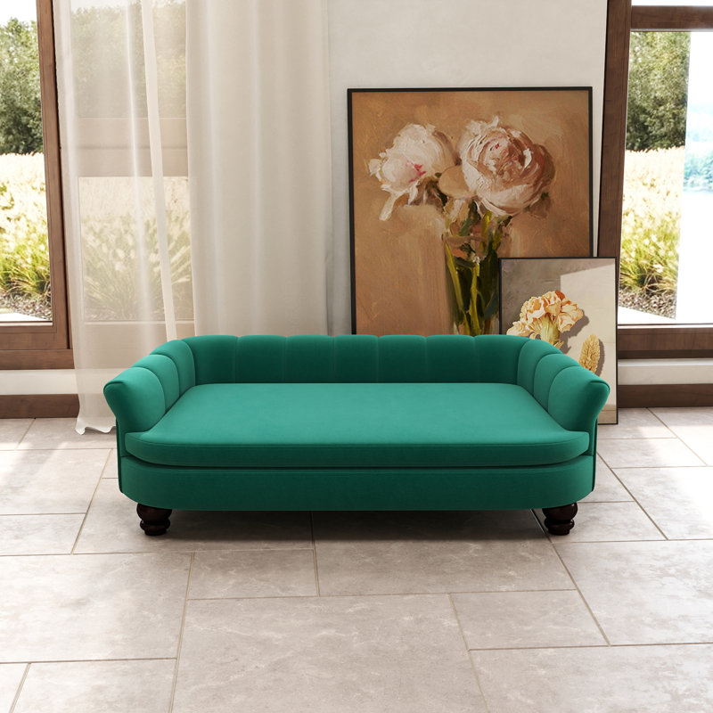 Upholstered Velvet Pet Bed, Green