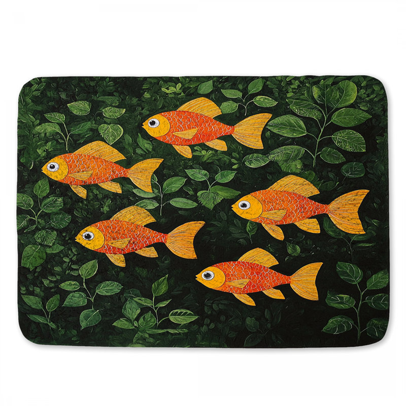 Goldfish Bath Mat Animals Bathroom Decor Tropical, 34" L x 21" W