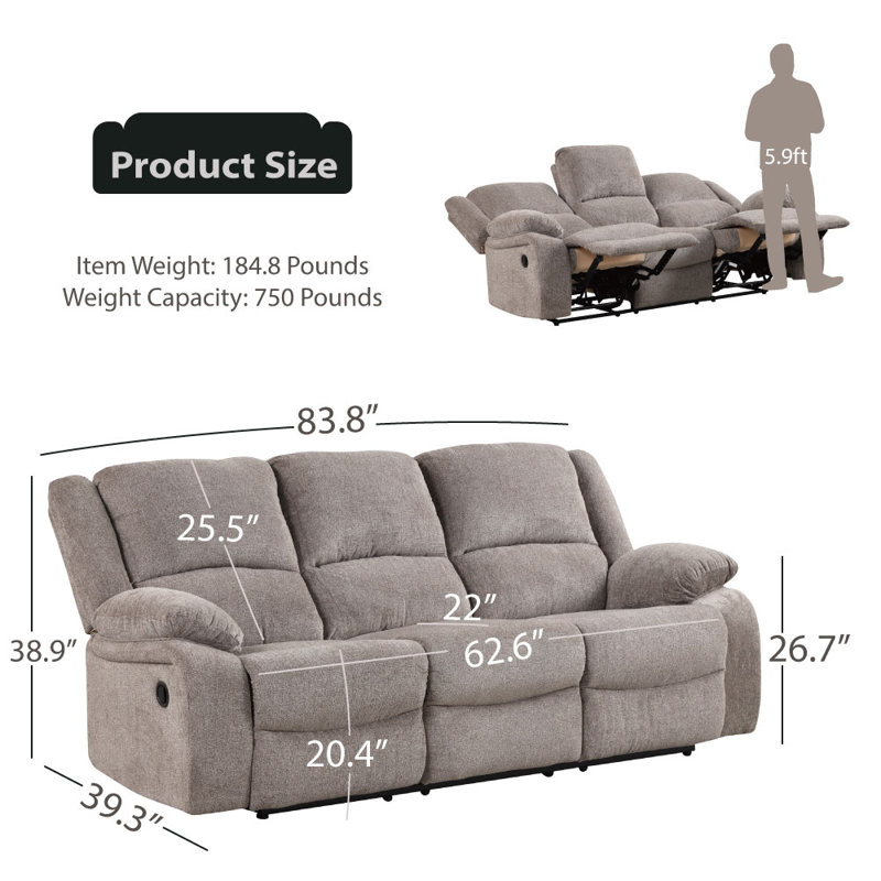 Ryong Upholstered 88'' Reclining Sofa