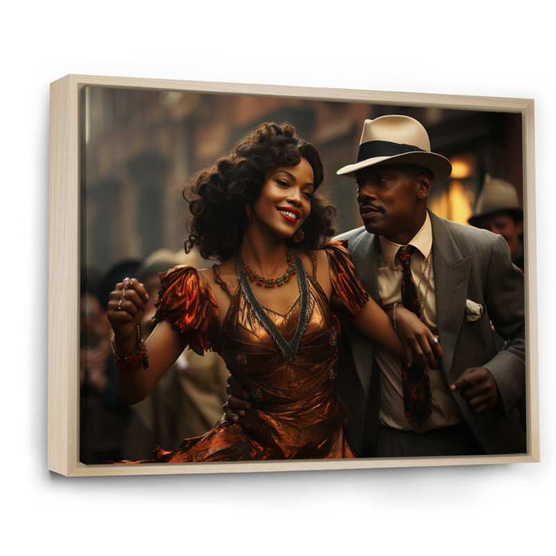 Jazz Harlem Renaissance III sur toile, Cadre naturel flottant, H 24 po x l 32 po x P 1 po