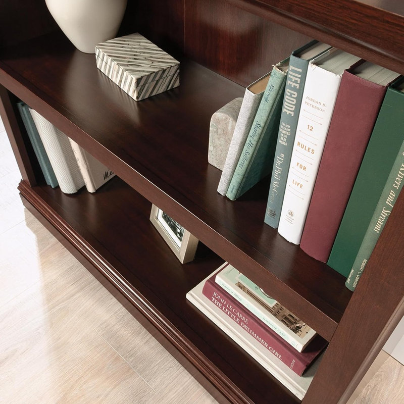 Bibliothèque 2 niveaux Cherry Finish - Tablette de rangement ouverte pour la maison et le bureau