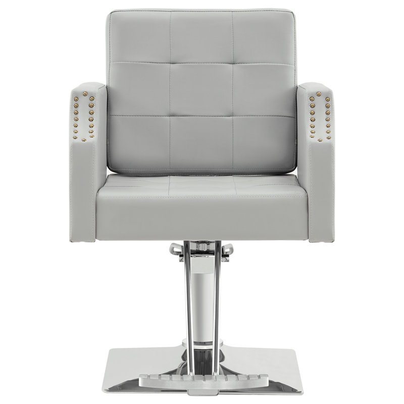 Fauteuil de coiffeuse à pompe hydraulique pour coiffeur, coiffeuse avec garniture cloutée, Gris