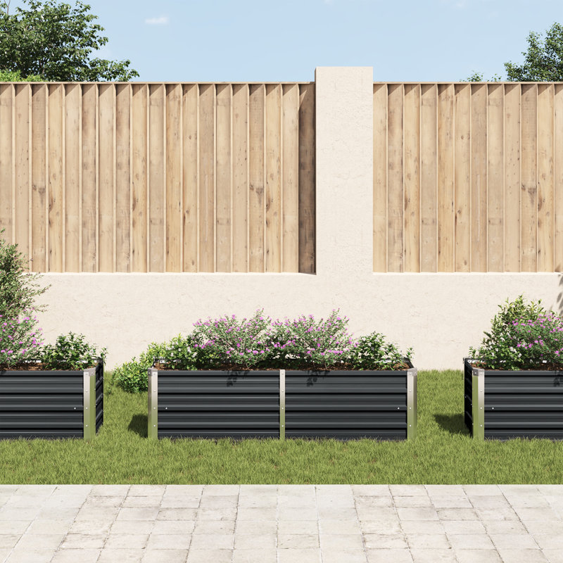Alissa Metal Planter Box, 77 cm H x 100 cm W x 100 cm D, Anthracite