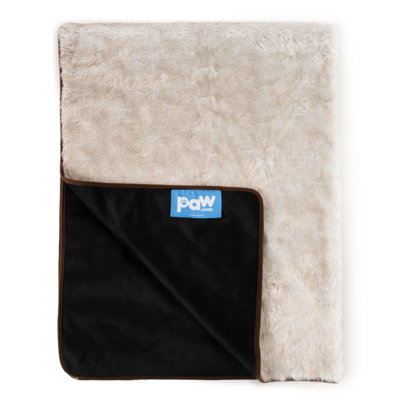 PupProtector Summer Short Fur Waterproof Throw Blanket - White with Brown Accents - Original (60"L x 50"W)