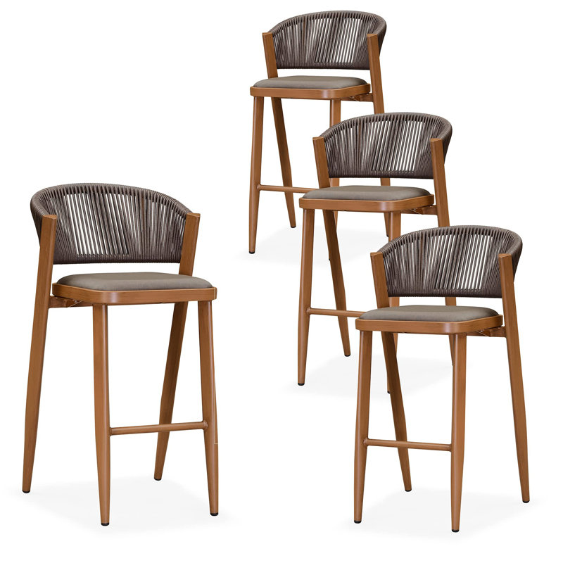 Tabouret d'extérieur avec coussin Brasia, Brun, 29.72"