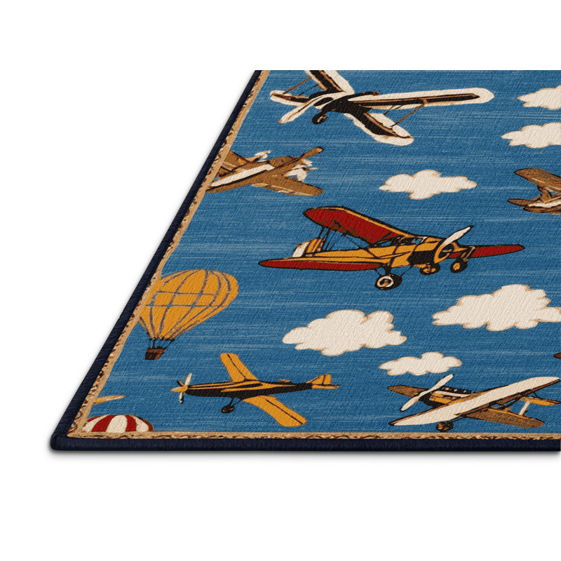 Tapis bleu de transport lavable à la machine, Rectangle 7 pi x 9 pi