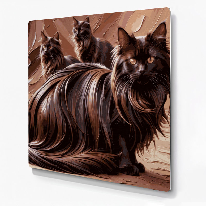 Cats York chocolat noir, art mural en métal, H 32 po x l 32 po