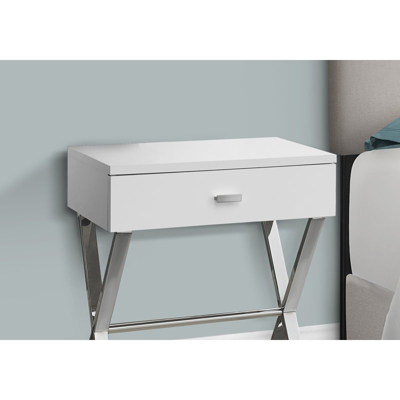 Table d'appoint, table d'appoint, table de bout, table de chevet, lampe, tiroir de rangement, Blanc
