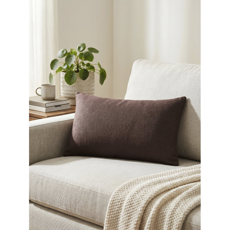 Coussin décoratif Dilip, Rectangle H 12 po x l 21 po, Marron foncé