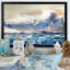 Seagulls Sunrise Romance - reproduction d'art sur toile-408865407-408865406