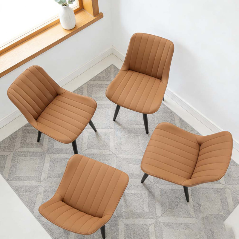 Modern Minimalist Dining Chair Set, 4, Brown