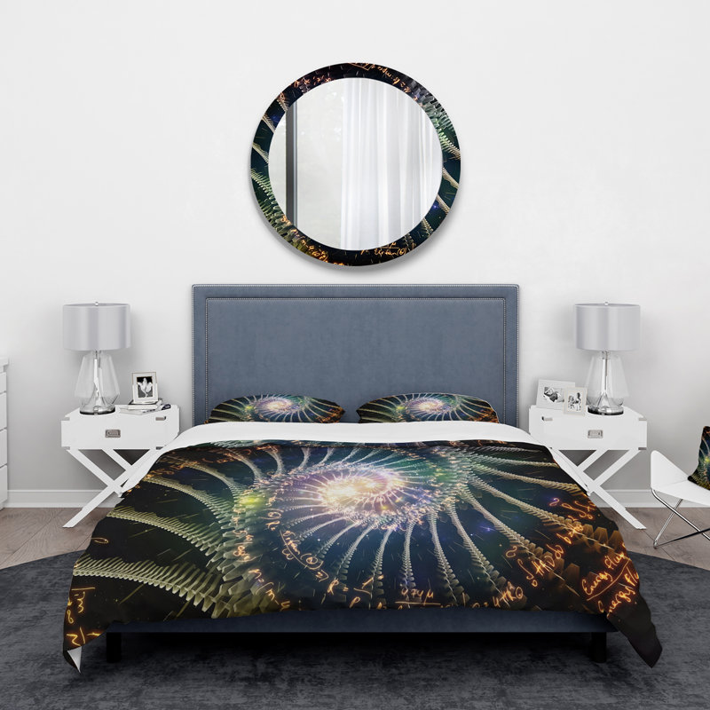 Spiral Helix Fractal Infinity I - Ensemble de housse de couette moderne - Microfibre de polyester