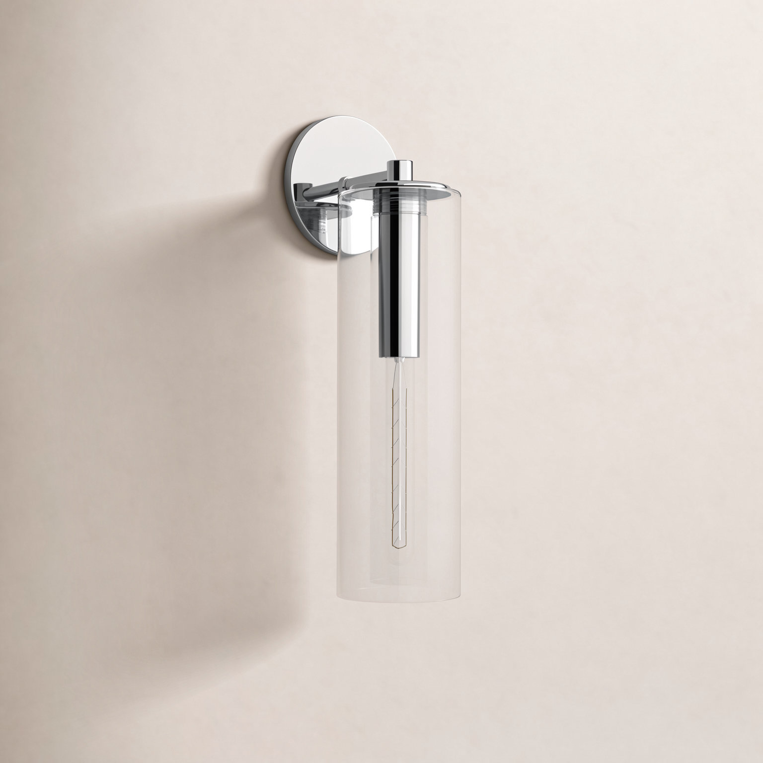 Adreille Single Light Glass Dimmable Armed Sconce, Polished Nickel