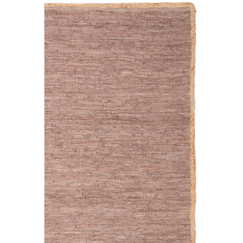 Tapis en coton tissé à la main de couleur unie Zeitler en brun / naturel, Rectangle 4 pi x 6 pi