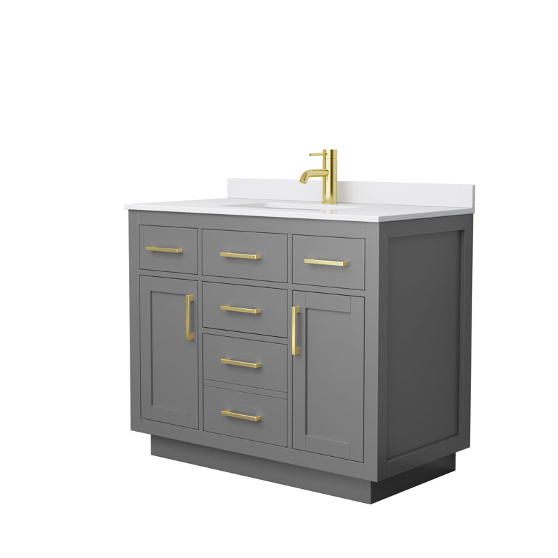 Beckett TK 42'' W Single Vanity, Matte Black, Dark Gray, White Cultured Marble