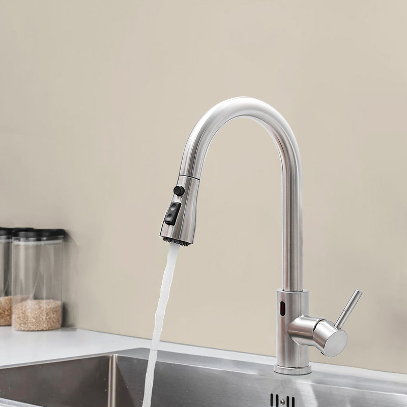 Kitchen Faucet With Sensor, Brushed Nickel